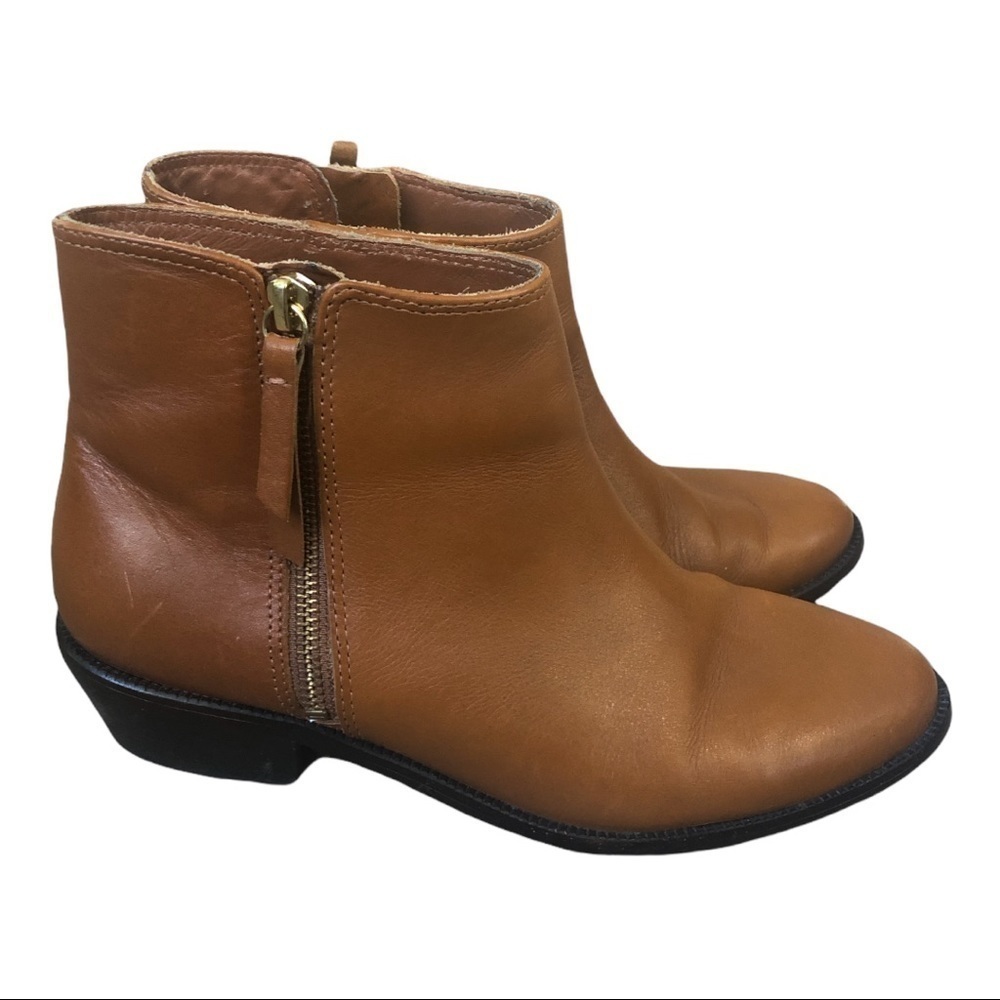 J. Crew Frankie brown cognac leather ankle booties size 9.5